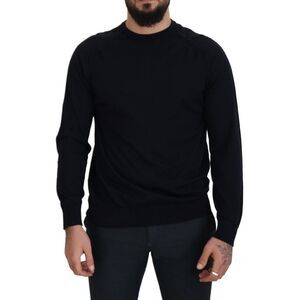 Alpha Studio Black Wool Crewneck Pullover Sweatshirt Men's Sweater